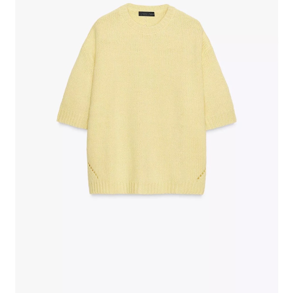 Zara Light Butter Yellow Crew Neck Sweater